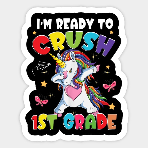 Unicorn I'm Ready To Crush 1st Grade Girls Back To School Sticker by Sky at night